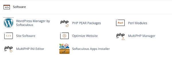 cPanel Software Section